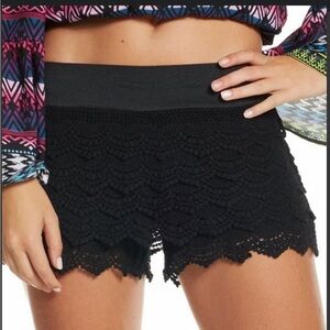 Black Crochet Lace Women's Shorts by Elan